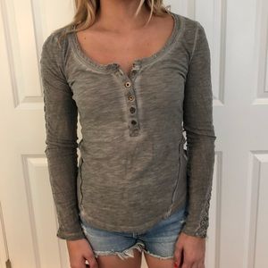 Distressed Army Green Long Sleeve